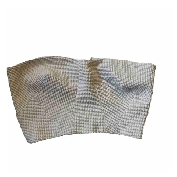 White Women’s Top Shop Textured Cropped Bandeau Zippered Top Sz 2 XS Topshop - Picture 1 of 5